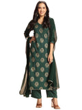 Gosriki Women'S Rayon Blend Printed Straight Kurta With Pant & Dupatta (Jubal Green-Gs_M_Green_Medium),GREEN,,B0DT7936ZP