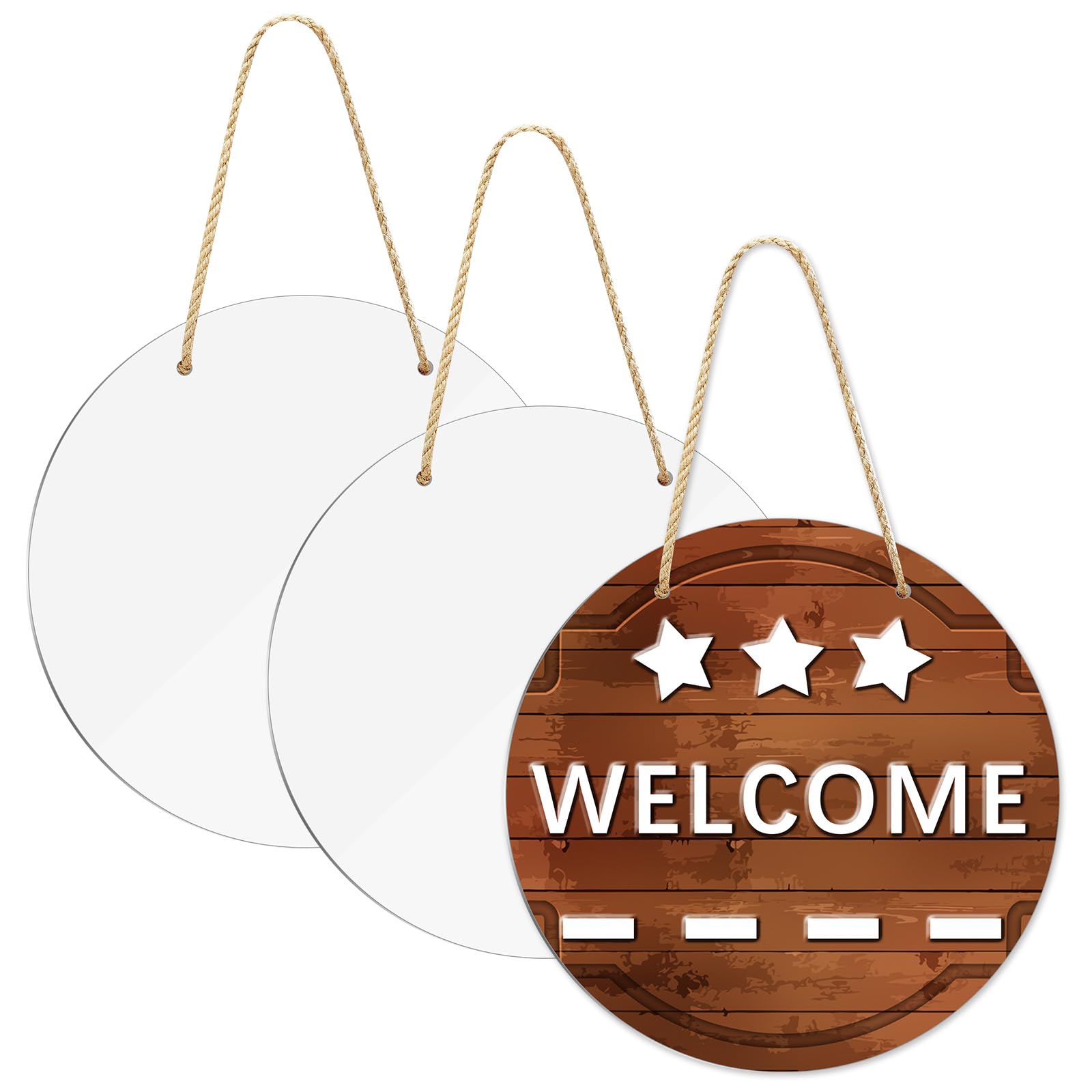 3 pcs metal sublimation door hanger blanks,10 inch circle Unfinished Blanks Sign Door Hanger,sublimation ornament blanks decorat