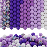 HHCFAST 150Pcs Mixed Color 15mm Silicone Beads for Keychain Making, White Purple Print Silicone Beads for Pens and Bracelet Jewe