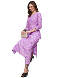 Anni Designer Women'S Cotton Blend Printed Straight Kurta With Pant (Kidya Purple_S_Purple_Small),Purple,S