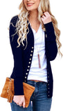 NENONA Womens VNeck Button Down Knitwear Long Sleeve Soft Basic Knit Cardigan Sweater(New NavyM)