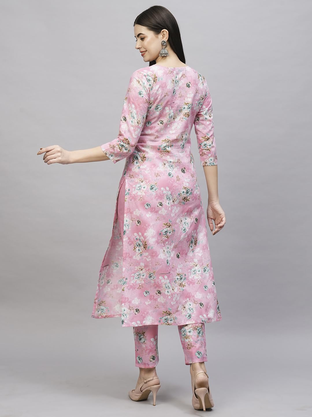 Gosriki Women'S Cotton Blend Straight Printed Kurta With Pant (Buddi Pink-Gs_Xxl_Pink_Xx-Large),Pink,2,B0CSG66LJW