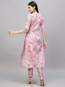 Gosriki Women'S Cotton Blend Straight Printed Kurta With Pant (Buddi Pink-Gs_Xxl_Pink_Xx-Large),Pink,2,B0CSG66LJW
