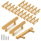 TooCust 20 Pack Brushed Brass Kitchen Cabinet Handles, Cabinet Pulls with 3 Inch (76mm) Hole Centers, Gold Dresser Handle with B