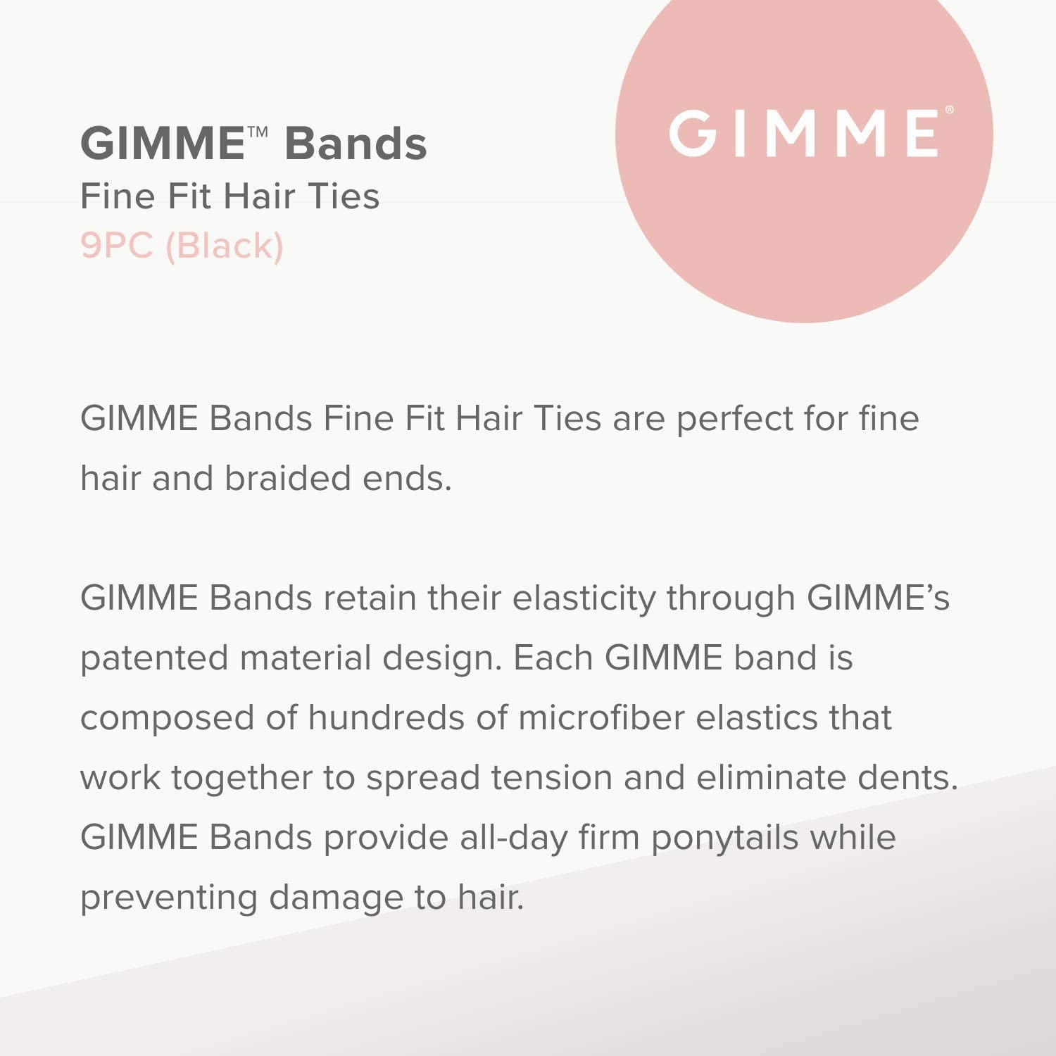 Gimme Beauty - Fine Hair Ties - Black Onyx - Seamless, No Break Microfiber Elastic Hair Ties - Firm Yet Gentle Hair Accessories