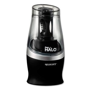 Westcott Halo Colored Pencil Non-Stick Electric Sharpener, Ac-Powered, 3.5 X 6.75, Black/Silver