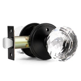 Lepushom 1 Pack Crystal Door Knobs Interior, Elegant Matte Black Glass Door Knobs, Keyless Privacy Door Locks for Bedrooms and B
