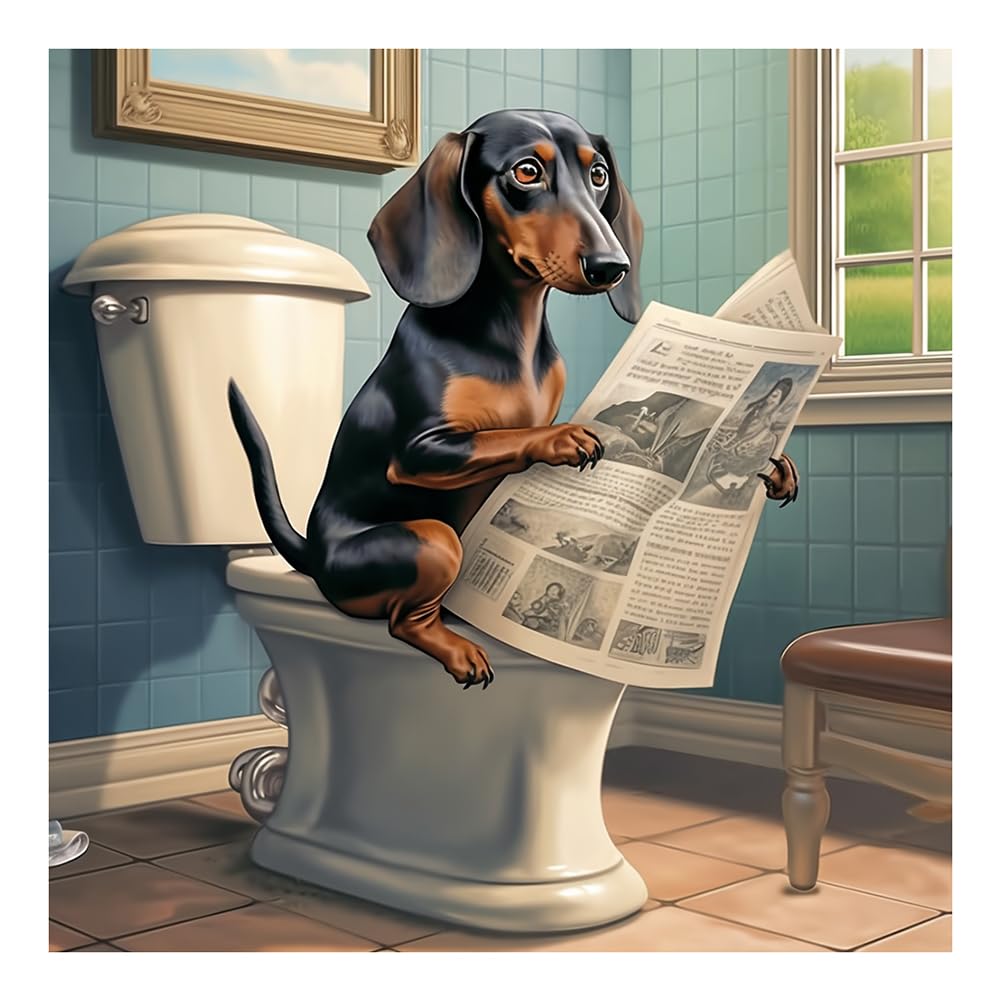 SJUTOUCI Dachshund Diamond Art Painting Kits for Adults, Dog Diamond Art Kits for Beginners, 5D DIY Full Drill Gem Craft for Hom