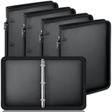 Teling 4 Pcs 1 Inch Black Zipper Binder With 3 Ring Zipper Binder, Refillable Plastic Clear File Organizer Planner For Projects,