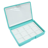 Piutouyar Portable Paint Palette Box, 12 Wells Watercolor Folding Palette Box with Lid for Watercolor(Blue)