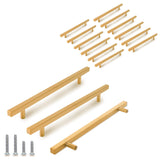 TooCust 15 Pack Brushed Brass Kitchen Cabinet Handles, Cabinet Pulls with 6-1/4 Inch (160mm) Hole Centers, Gold Dresser Handle w