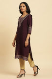 W For Woman Women'S Viscose Rayon Solid Regular Kurta (23Auw10286-122888_Raisin Purple_18)