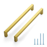 JOY DECOR 2 Pack Cabinet Handles, Gold Cabinet Pulls, 8-3/4 Inch Kitchen Handles Square Drawer Pulls Stainless Steel Drawer Hard