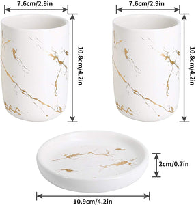 Qulable Cream Bathroom Accessories Set Complete, 4 Pcs Ceramic Bathroom Decorations Accessories Sets Includes Lotion Dispenser,