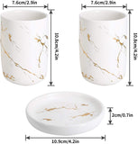 Qulable Cream Bathroom Accessories Set Complete, 4 Pcs Ceramic Bathroom Decorations Accessories Sets Includes Lotion Dispenser,