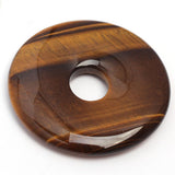GEM-Inside 40mm Yellow Tiger Eye Stone Circle Donuts Beads for Pendant Jewelry Making Power Energy Chakra Massage GuaSha Scrapin