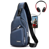 Peicees Mens Leather Crossbody Bag Trendy Sling Bag Man Purse Waterproof Sling Backpack Daypack Cross Body Chest Bag For Men, Bl