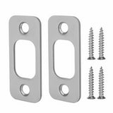 Siwil Round Corner Deadbolt Strike Plate, 1 X 2-1/4 Door Backplate, Stainless Steel - 2 Pack, Brushed Nickel