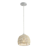 JONATHAN Y JYL6512C Campana 8.25 1-Light Bohemian Modern Woven Rope/Iron LED Pendant Farmhouse, Coastal, Transitional, Kitchen, 