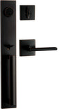Berlin Modisch Full Escutcheon HandleSet Front Door Entry Handle and Deadbolt Lock Set Slim Square Single Cylinder Deadbolt and 
