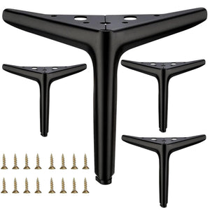 6 inch/15cm Matte Black Metal Furniture Legs Set of 4, Triangle Sofa Legs DIY Replacement for TV Stand, Sofa, Chair, Cabinet Cup
