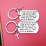 Nekoki Godparents Gifts from Godchild Will You Be My Godfather/Godmother Keychain Set Godmother Keychain Godfather Keychain Chri