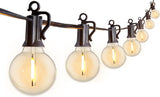 Outdoor String Lights 25 Feet G40 LED Patio Lights, Plug-in, 13 Plastic Edison Bulbs(1 Spare), Waterproof Connectable Hanging Li
