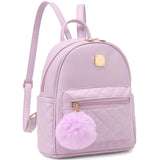 Barsine Girls Fashion Mini Backpack Purse Small Cute Plaid Leather Women Backpacks Little Bag (Purple)