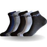 Calbro Ankle Socks For Men Cotton Pack Of 5 Cushioned Sports Athletic Casual Formal Wear, Multicolor Black Navy Charcoal White