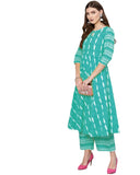 Gosriki Women'S Cotton Empire Printed Kurta With Palazzo(Yashika-Light-Blue_Xl-Light Blue_X-Large),Light Blue,,B098L4J9K5