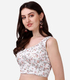 Pujia Mills Womens Sweetheart Neck Sleeveless Saree Blouse(Pihu White_38)