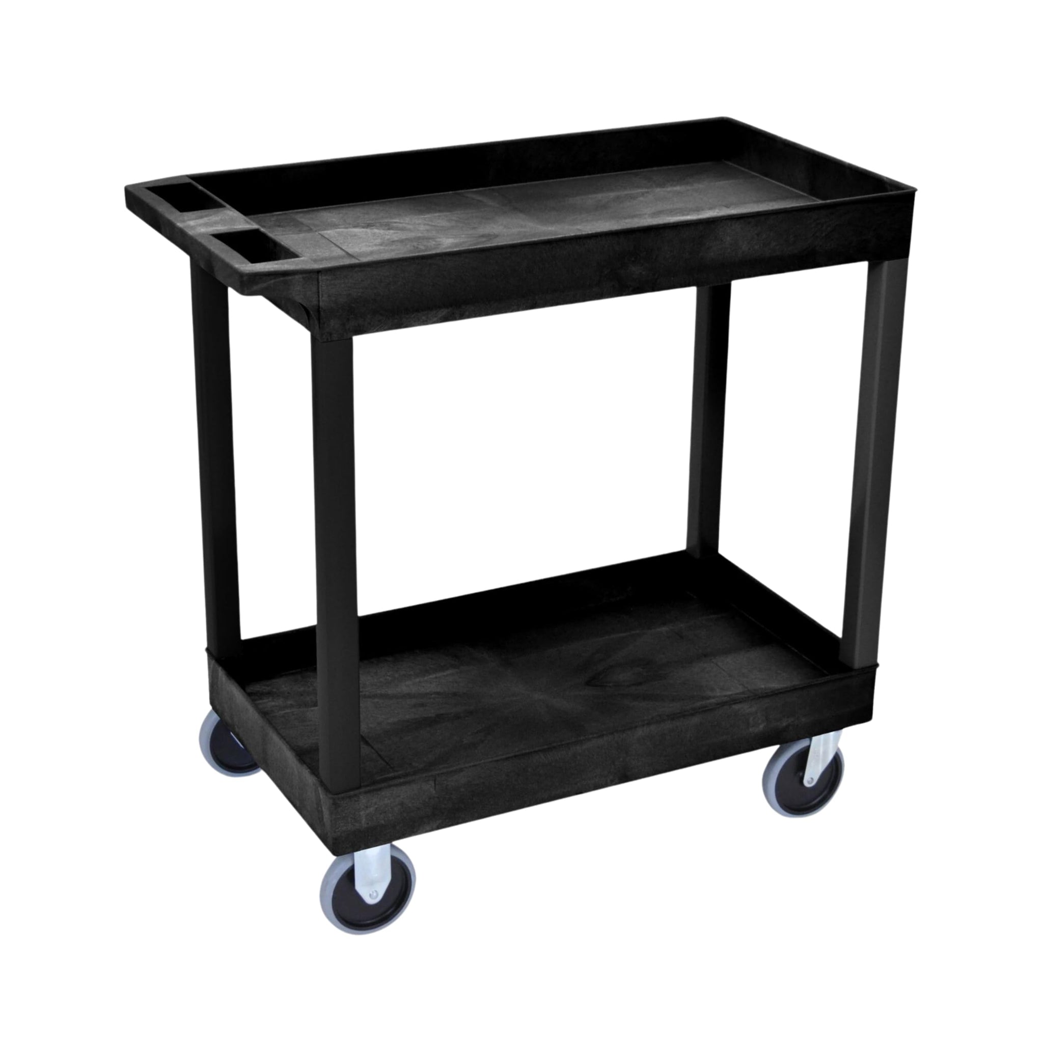 Luxor - Hd High Capacity 2 Tub Shelves Cart In Black (Ec11Hd-B)