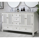 Elegant Decor Rhodes 60 Double Marble Top Bathroom Vanity In Antique White