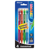 BAZIC Sparkly 0.7mm Mechanical Pencil w/ Glitter Grip (4/Pk)