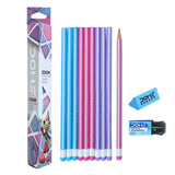 Doms Zoom Ultimate Dark Pencil Box Pack | Triangular Shape For Easy Holding & Comfort | Free Eraser & Sharpner With Each Box | D