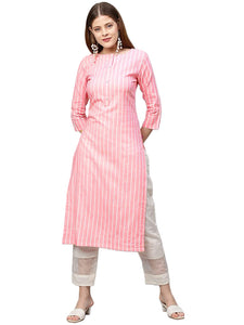 Gosriki Women'S Cotton Blend Printed Straight Kurta (Line Dark Pink_Xxl-Go_Dark Pink_Xx-Large),Dark Pink,2,B0B71DYYR8
