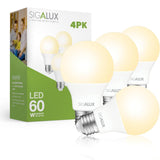 Sigalux LED Light Bulbs 60 Watt Equivalent A19 Standard Light Bulbs 2700K Warm, Non-Dimmable Energy Efficient 9.5W LED Soft Whit