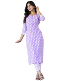Anni Designer Women'S Cotton Blend Traditional Straight Printed Kurta And Pant Set (Danapa Purple-Cmd_S_Purple_Small),Purple,S
