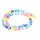HARFINGTON 48pcs Mixing Colors Cat's Eye Stone Beads 8mm Round Smooth Gemstone Crystal Loose Bead for Jewelry Making Bracelets N