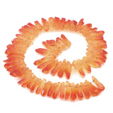 BEADIA Amber Titanium Coated Crystal Quartz Spike Point Stick Beads Rough 0.6-0.8 for Jewelry Making 15 Inch/Strand