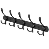 Coat Rack Wall Mount with 5 Tri Hooks, Stainless Steel 16 Inch - Black Matte Finish, Heavy Duty Wall Mounted Hook Rack for Coats