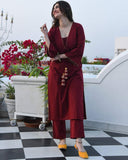 Anni Designer Women'S Maroon Color Rayon Kurta With Palazzo Set (Geetha Maroon_M),maroon,M,Rayon,Regular,Kurta, Pants
