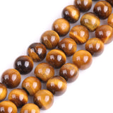 GEM-Inside Natural 12mm Tiger Eye Gemstone Loose Beads Round Crystal Energy Stone Power for Jewelry Making 15''