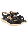 Shoetopa Comfortable Ankle Strap Black Sandals For Women & Girls,Black,8,B0BYPBYKJV