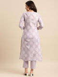 Anni Designer Women'S Cotton Blend Straight Printed Kurta With Pant (Selven Multi-Nwg_S_Purple_Small),Purple,S,Cotton Blend,Regular,