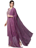 Anni Designer Women'S Cotton Blend Embroidered Straight Kurta With Pant & Dupatta (Kasturi Purple-Nw_S_Purple_Small),Purple,S