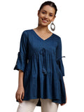 Libas Women'S Silk Blend Regular Kurti (29153_Blue