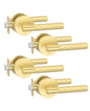 Asidrama 4 Pack Brushed Gold Privacy Door Knob or Lever with Lock, Heavy Duty Reversible Interior Door Handles for Bedroom Bathr