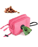 Dog Poop Bag Holder for Leashes, Pink Doggie Waste Bag Dispenser and Treat Holder, with Carabiner Hook and Poop Bag Clip, Used W