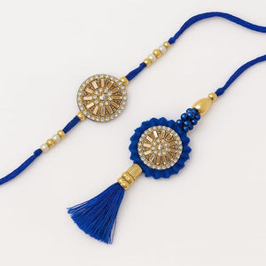 Shalinindia Premium Designer Blue Rakhi Set Of 2 For Bhaiya Bhabhi Traditional Thread Rakhi With Stones Ideal Raksha Bandhan G,Nylon,red